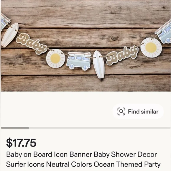 Baby Shower Decor “Baby on Board” includes 2 Banners & a Cake Topper - Picture 9 of 14